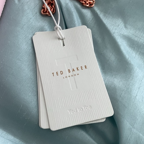 Ted Baker London Barkley pink genuine leather crossbody with gold rose chain - Picture 10 of 11